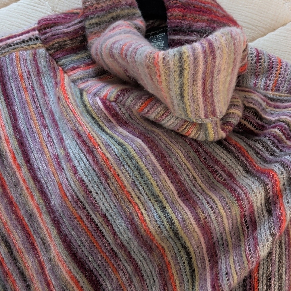 Do Everything in Love Colorful Striped Turtleneck Sweater Poncho